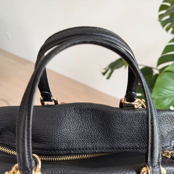 Coach Black Leather Fulton Satchel - Picture 3 of 12